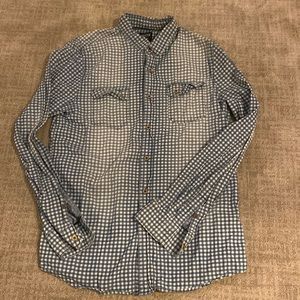 Indigo star gingham blue and white button down